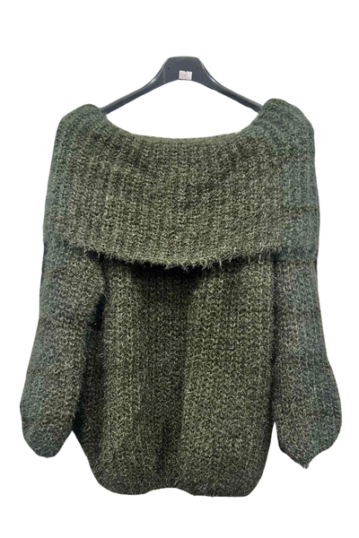 Italian Bardot Long Sleeve Jumper kki