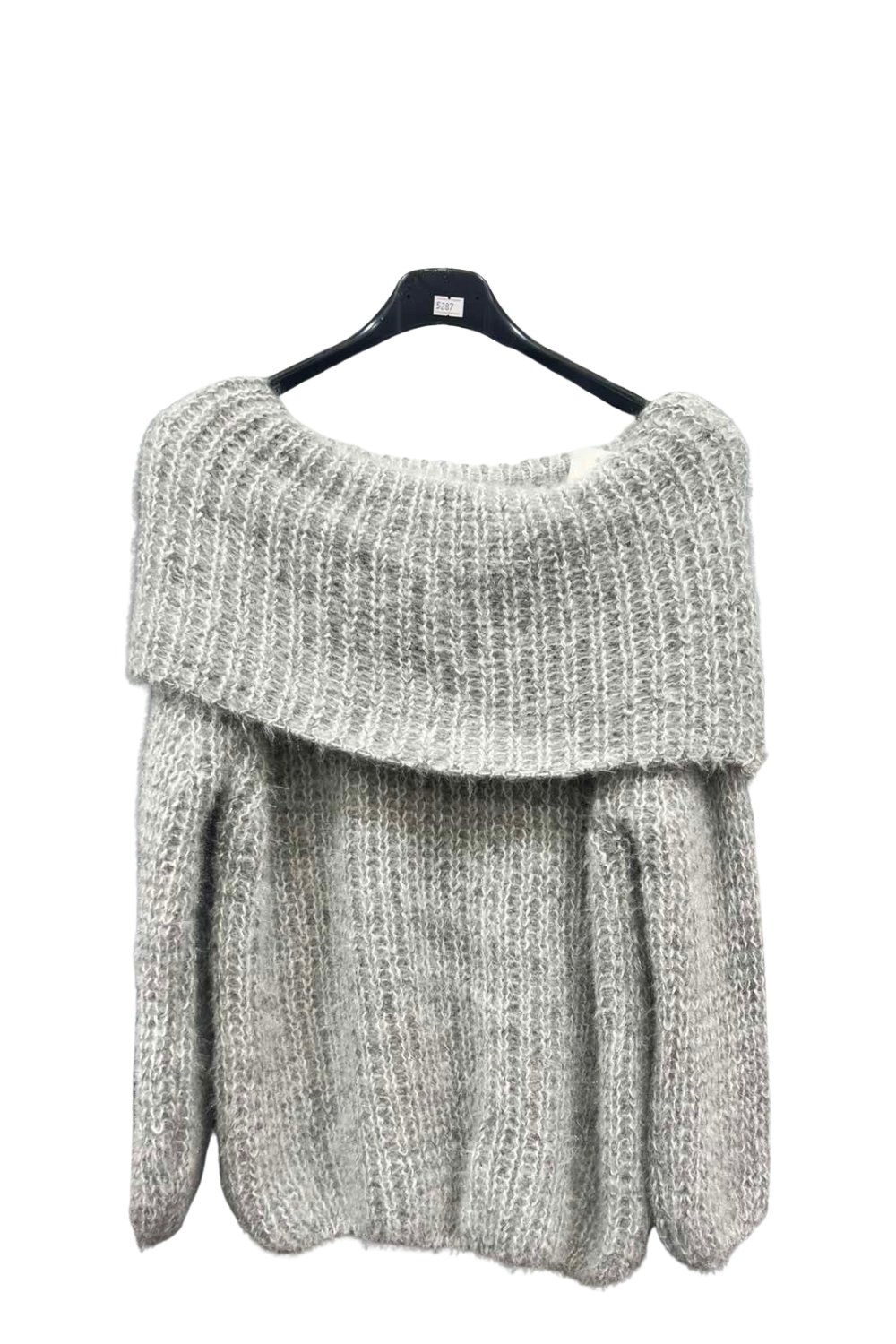 Italian Bardot Long Sleeve Jumper silver