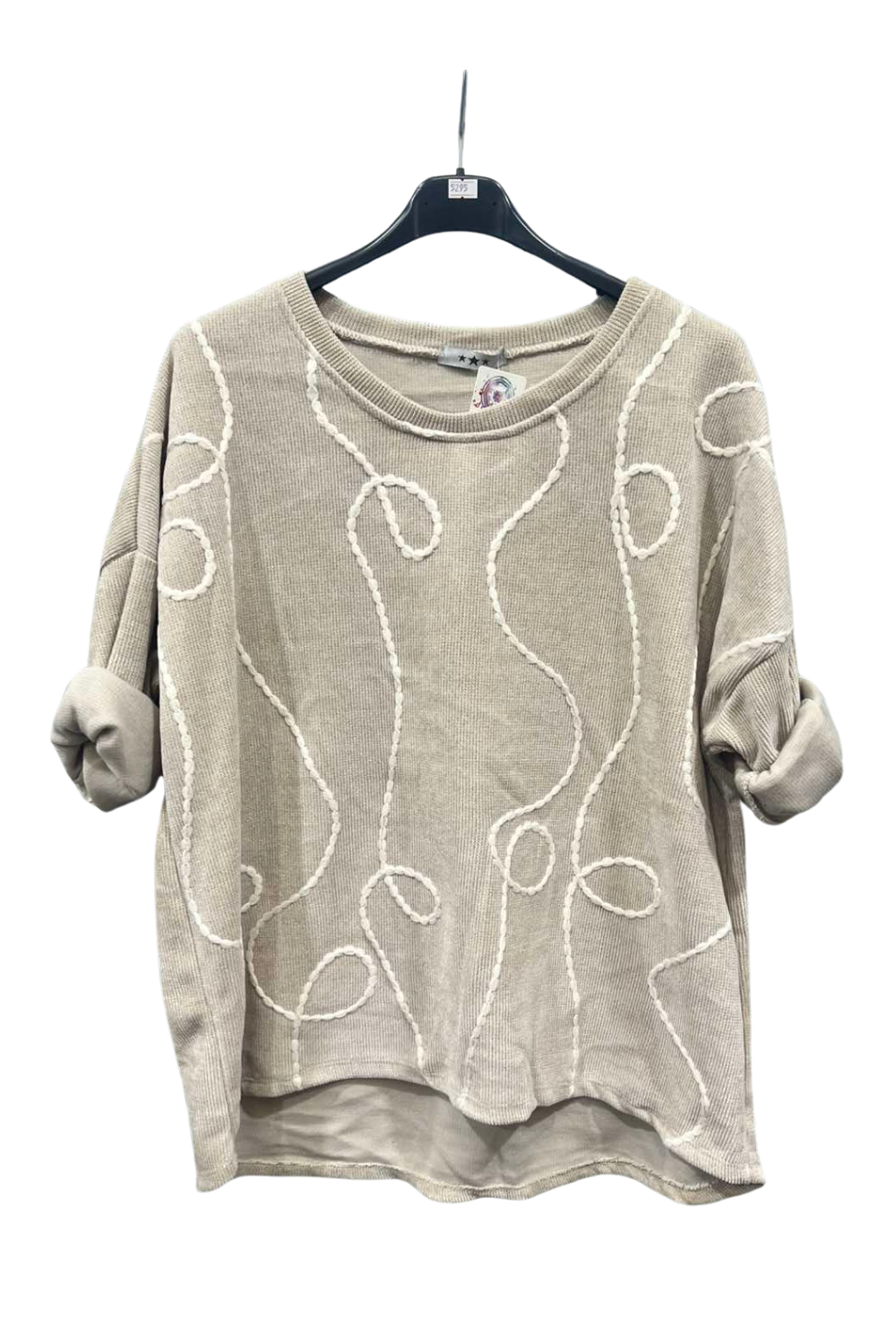 Italian Dip Hem Corduroy Top With Front Thread Detail bge