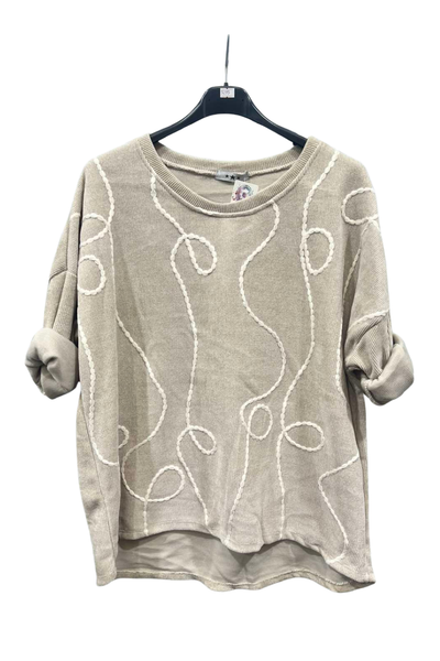 Italian Dip Hem Corduroy Top With Front Thread Detail bge