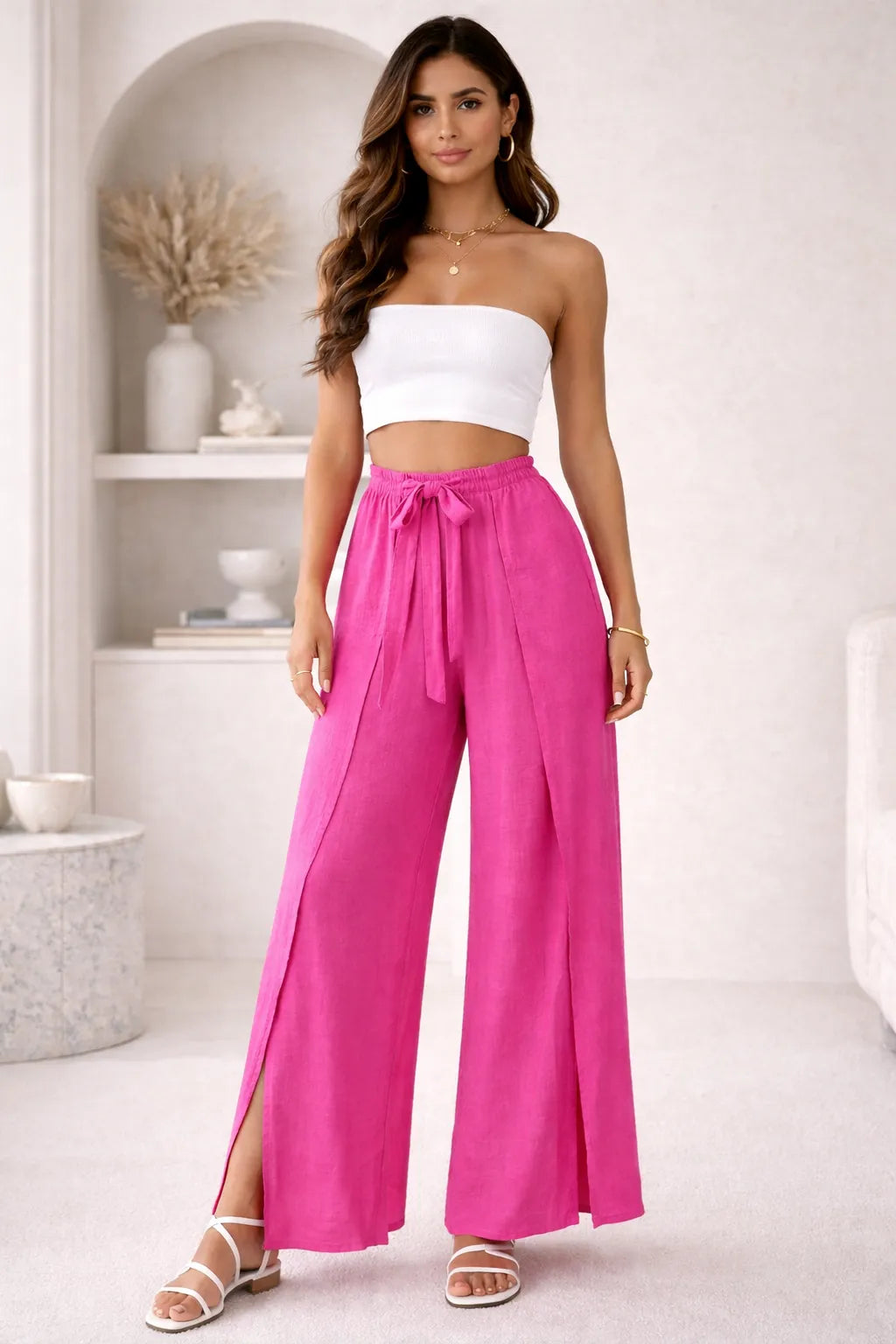 Italian Wrap Wide Leg Trousers | Tie Waist Palazzo | UK 8–18 – Miss Bold