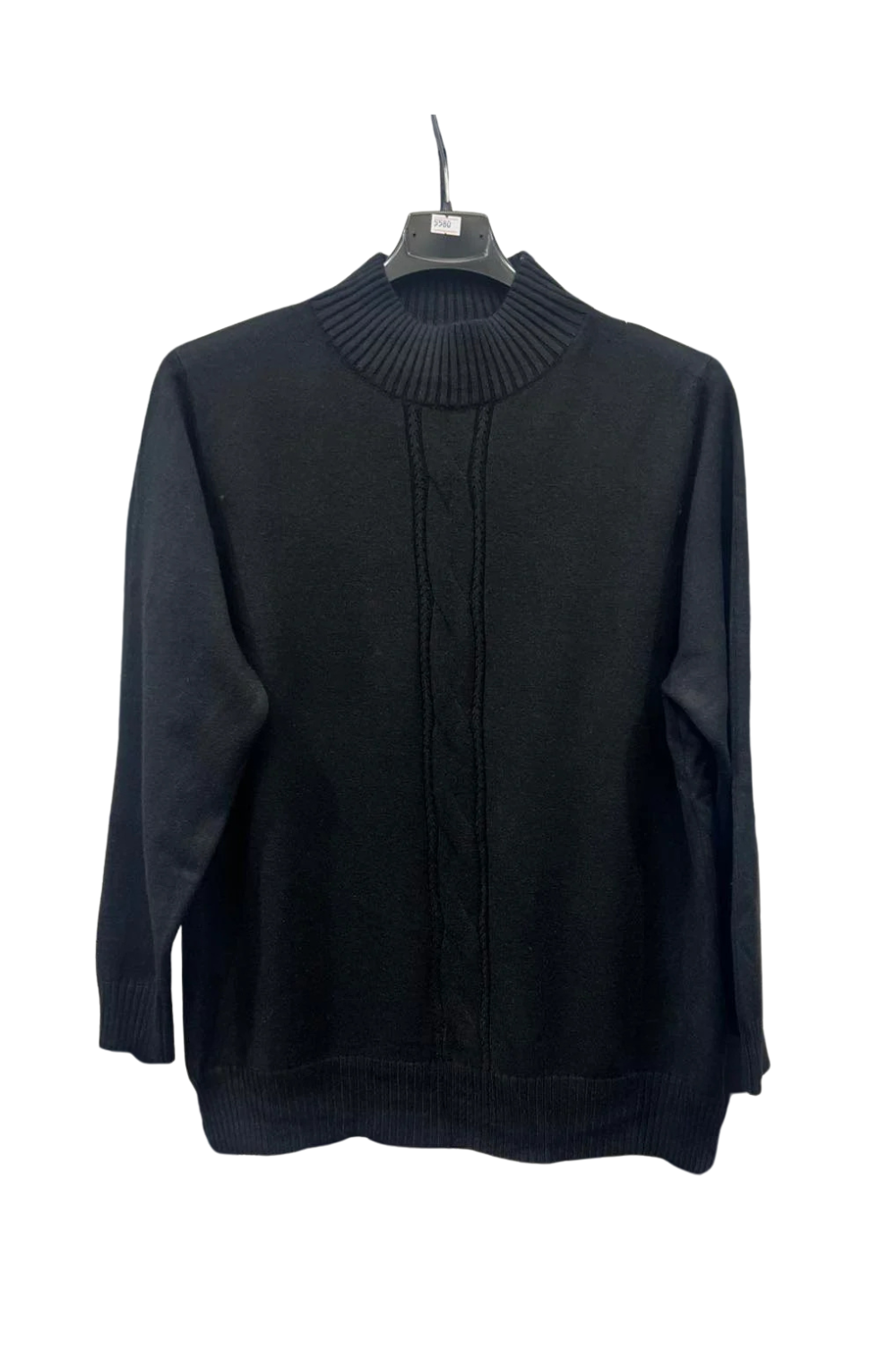 Italian High Neck Front Cable Knit Jumper Top blk