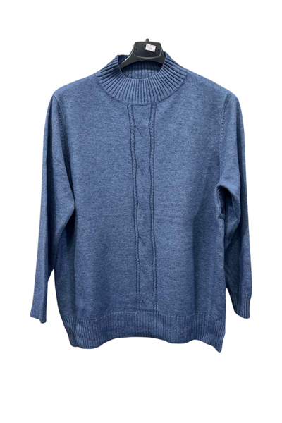 Italian High Neck Front Cable Knit Jumper Top dnm