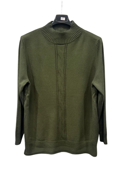 Italian High Neck Front Cable Knit Jumper Top kki