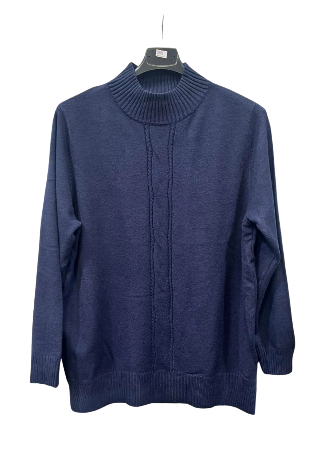 Italian High Neck Front Cable Knit Jumper Top nvy