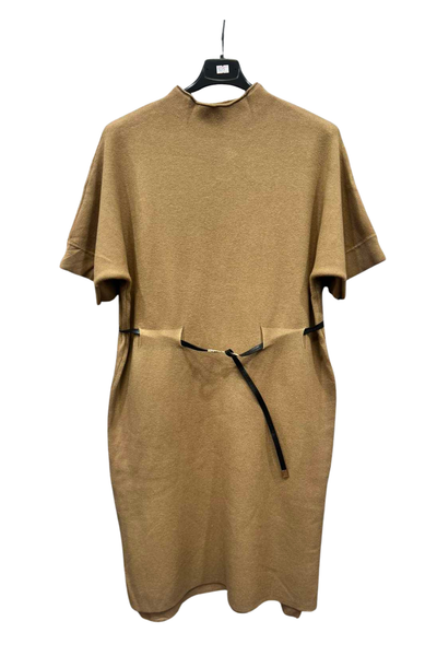 Italian Ladies Short Sleeve High Neck Jumper Dress With Belt  CML