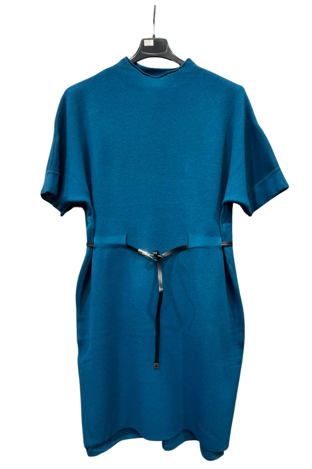 Italian Ladies Short Sleeve High Neck Jumper Dress With Belt DNM