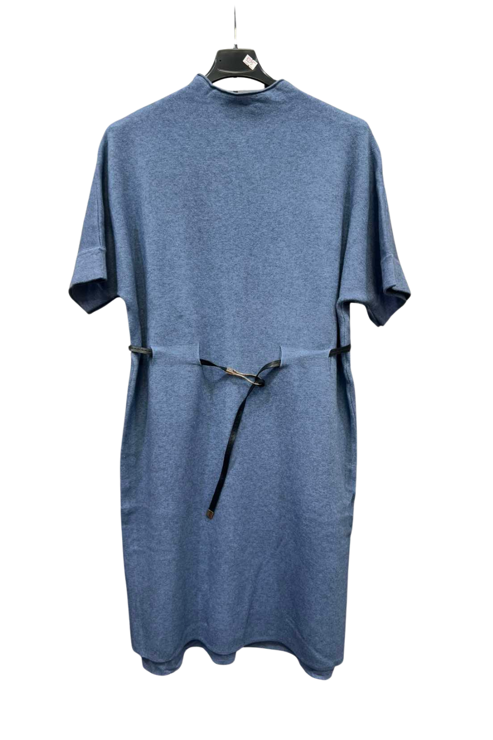 Italian Ladies Short Sleeve High Neck Jumper Dress With Belt DN
