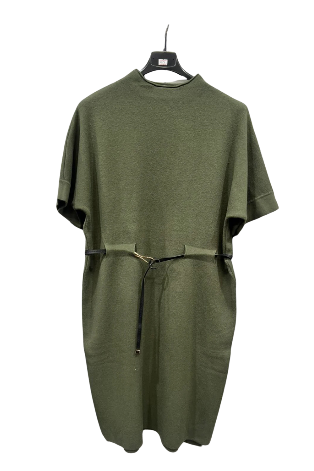 Italian Ladies Short Sleeve High Neck Jumper Dress With Belt kki