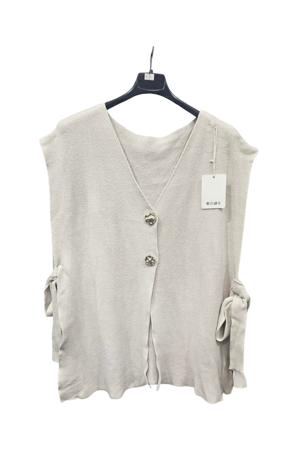 Italian Ladies Soft Knit Sleeveless V Neck Jumper with Side Ties BGE