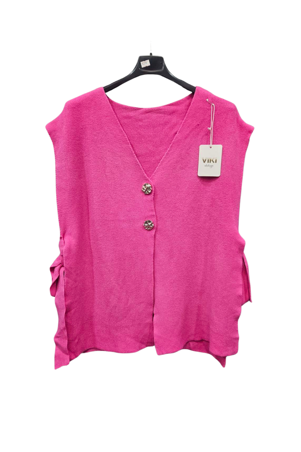 Italian Ladies Soft Knit Sleeveless V Neck Jumper with Side Ties FUC