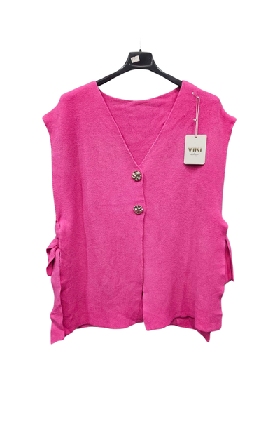 Italian Ladies Soft Knit Sleeveless V Neck Jumper with Side Ties FUC