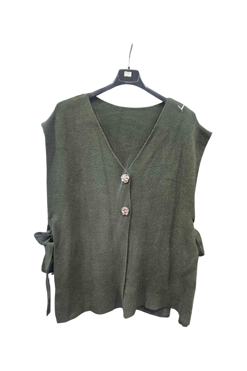 Italian Ladies Soft Knit Sleeveless V Neck Jumper with Side Ties KKI