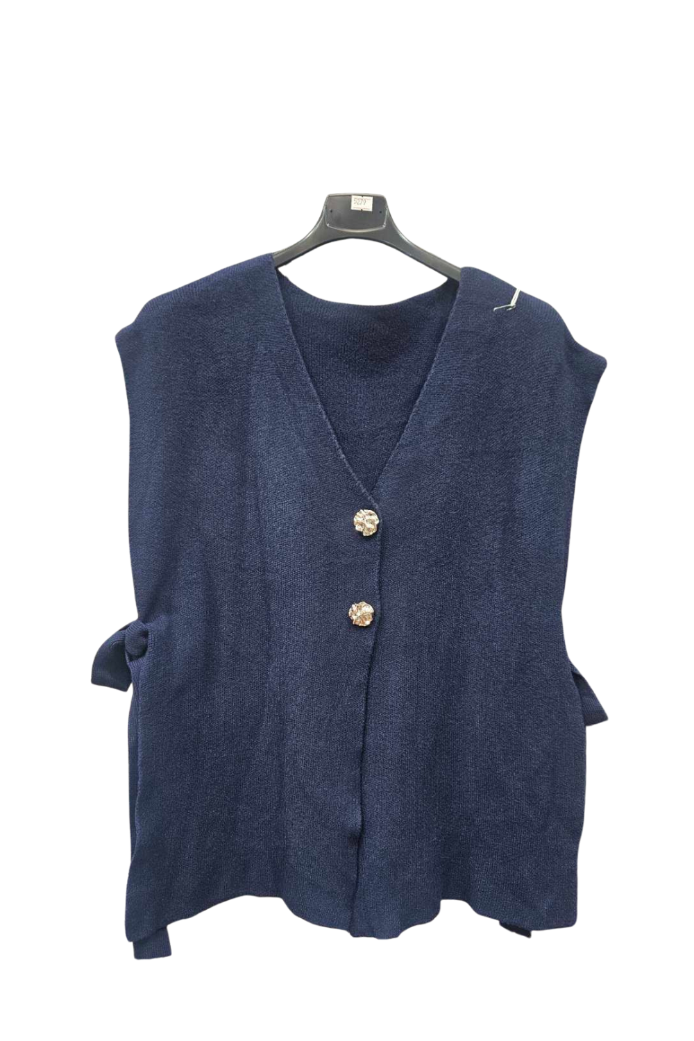 Italian Ladies Soft Knit Sleeveless V Neck Jumper with Side Ties NVY