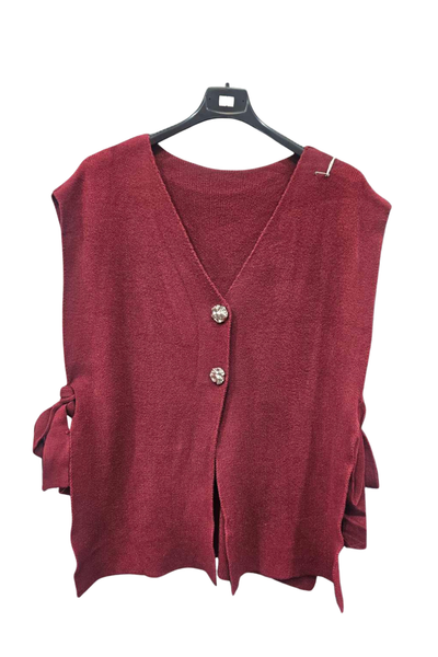 Italian Ladies Soft Knit Sleeveless V Neck Jumper with Side Ties WNE