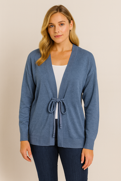 Italian Ladies Tie Front Long Sleeve Cardigan