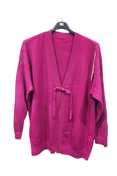 Italian Ladies Tie Front Long Sleeve Cardigan FUC