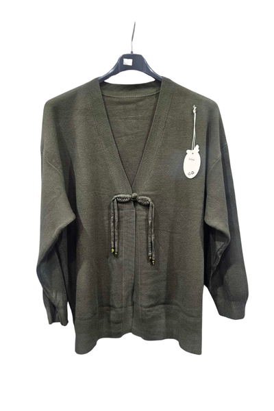 Italian Ladies Tie Front Long Sleeve Cardigan KKI