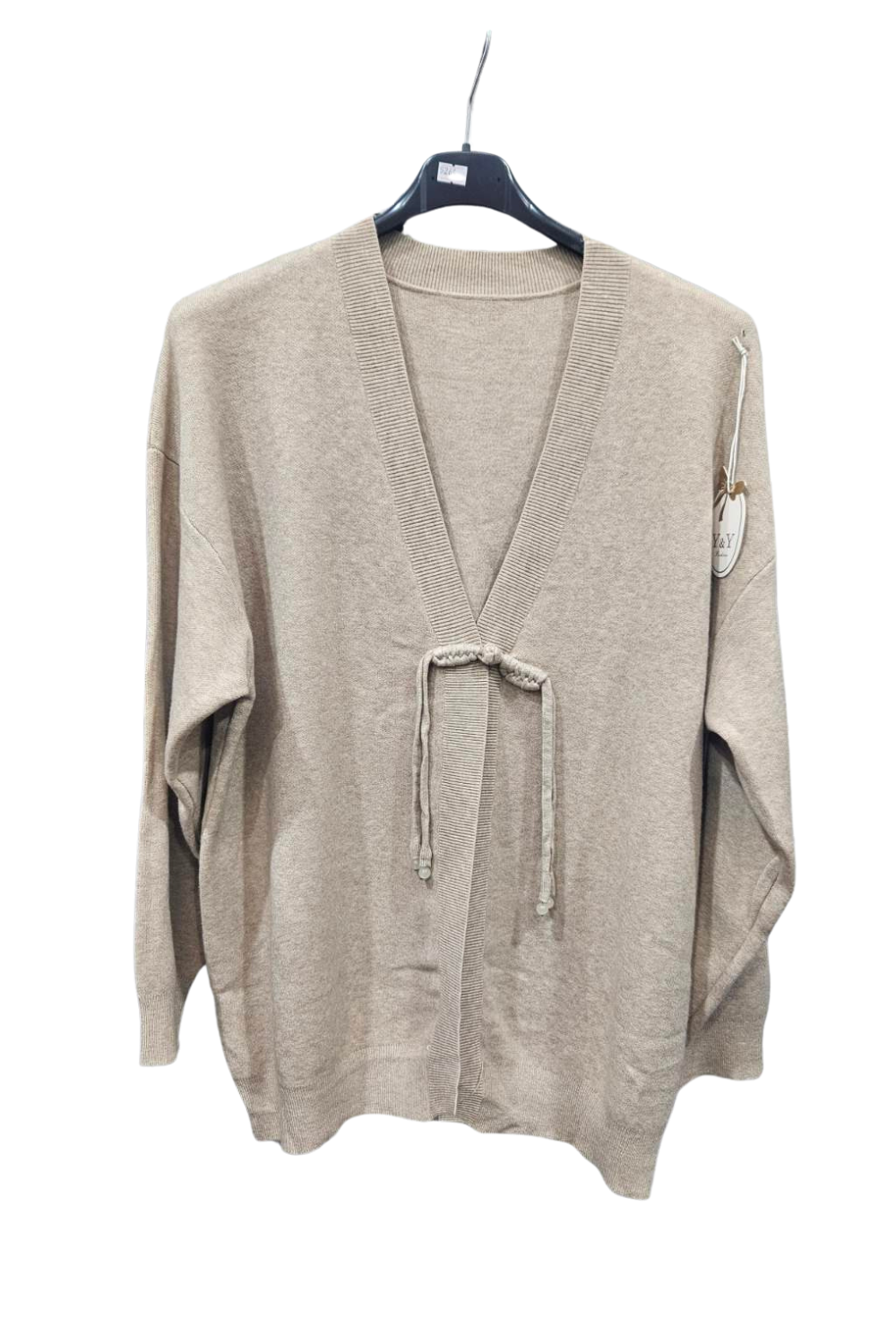 Italian Ladies Tie Front Long Sleeve Cardigan MOC