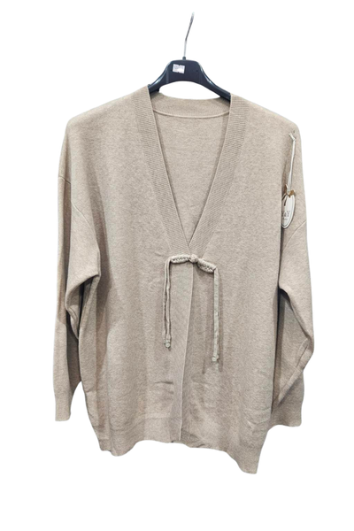 Italian Ladies Tie Front Long Sleeve Cardigan MOC