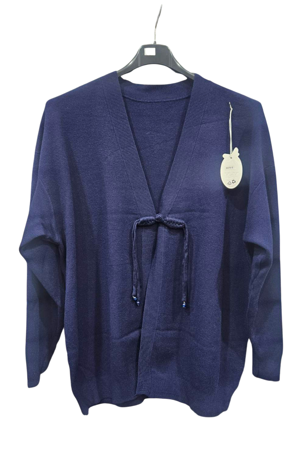 Italian Ladies Tie Front Long Sleeve Cardigan NVY