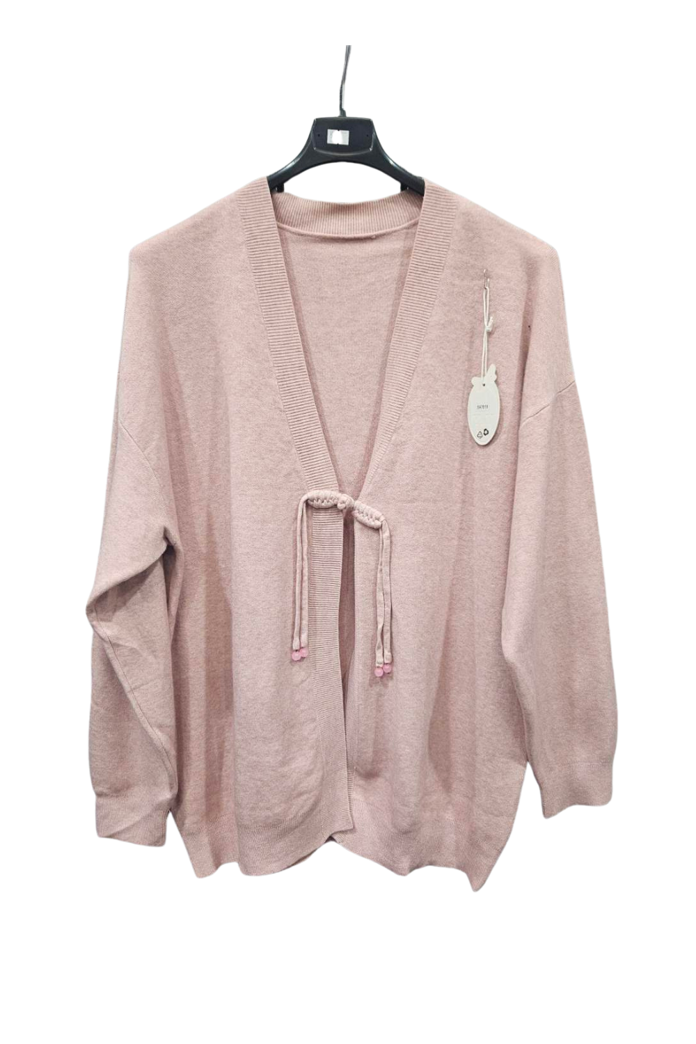 Italian Ladies Tie Front Long Sleeve Cardigan PNK