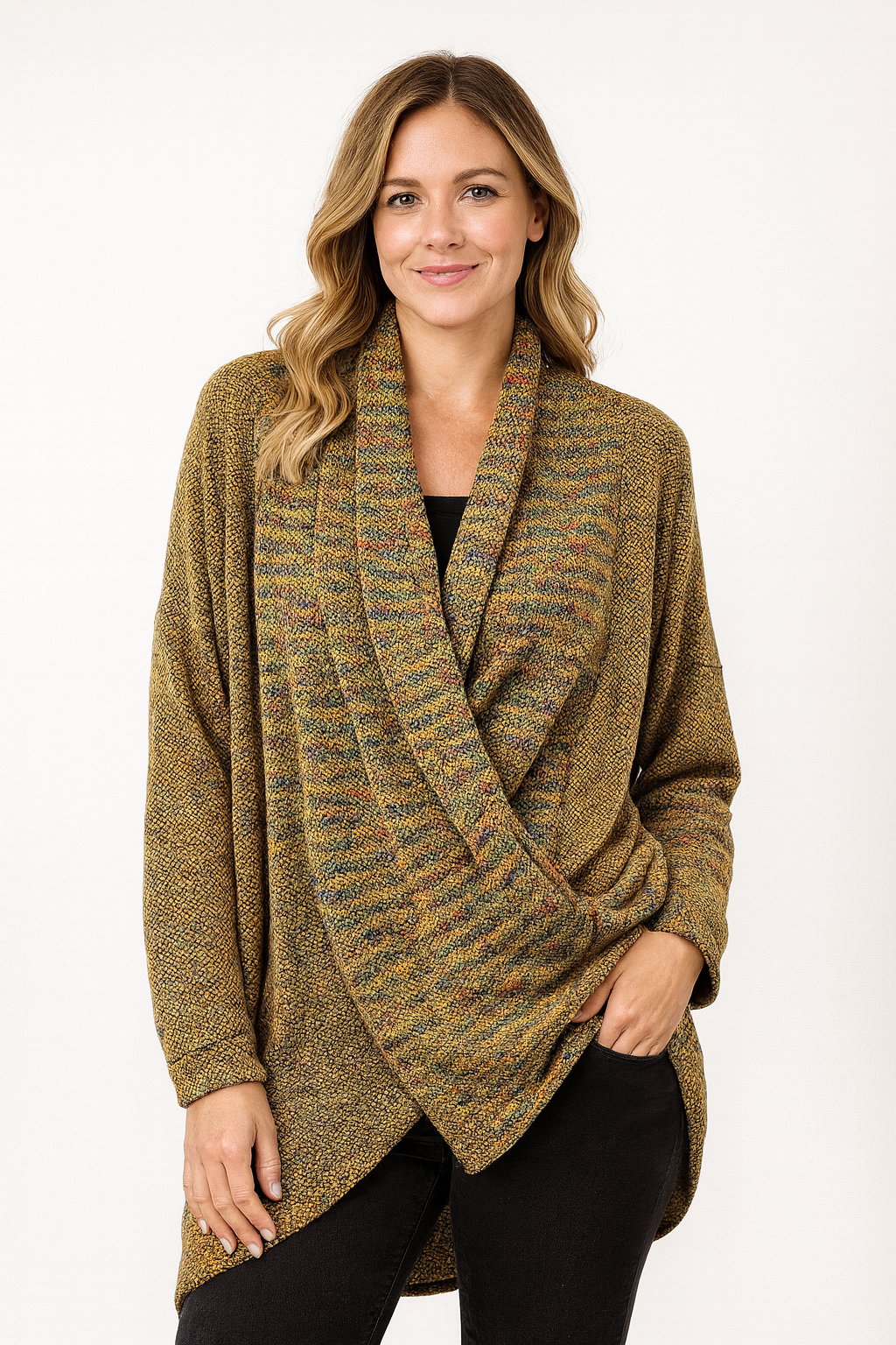 Italian Multicoloured Wrap Over Knitted Top for Ladies