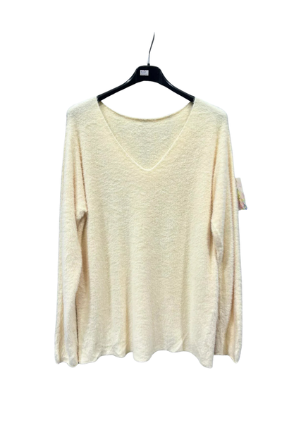 Italian Soft Fluffy V Neck Jumper – One Size Fits UK 8–14 CRM