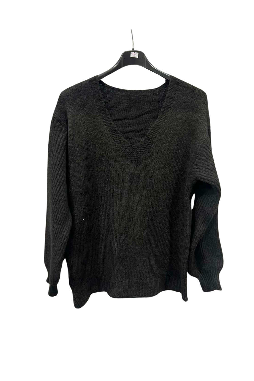 Italian Soft Knit V Neck Jumper – One Size Fits UK 8–14 BLK