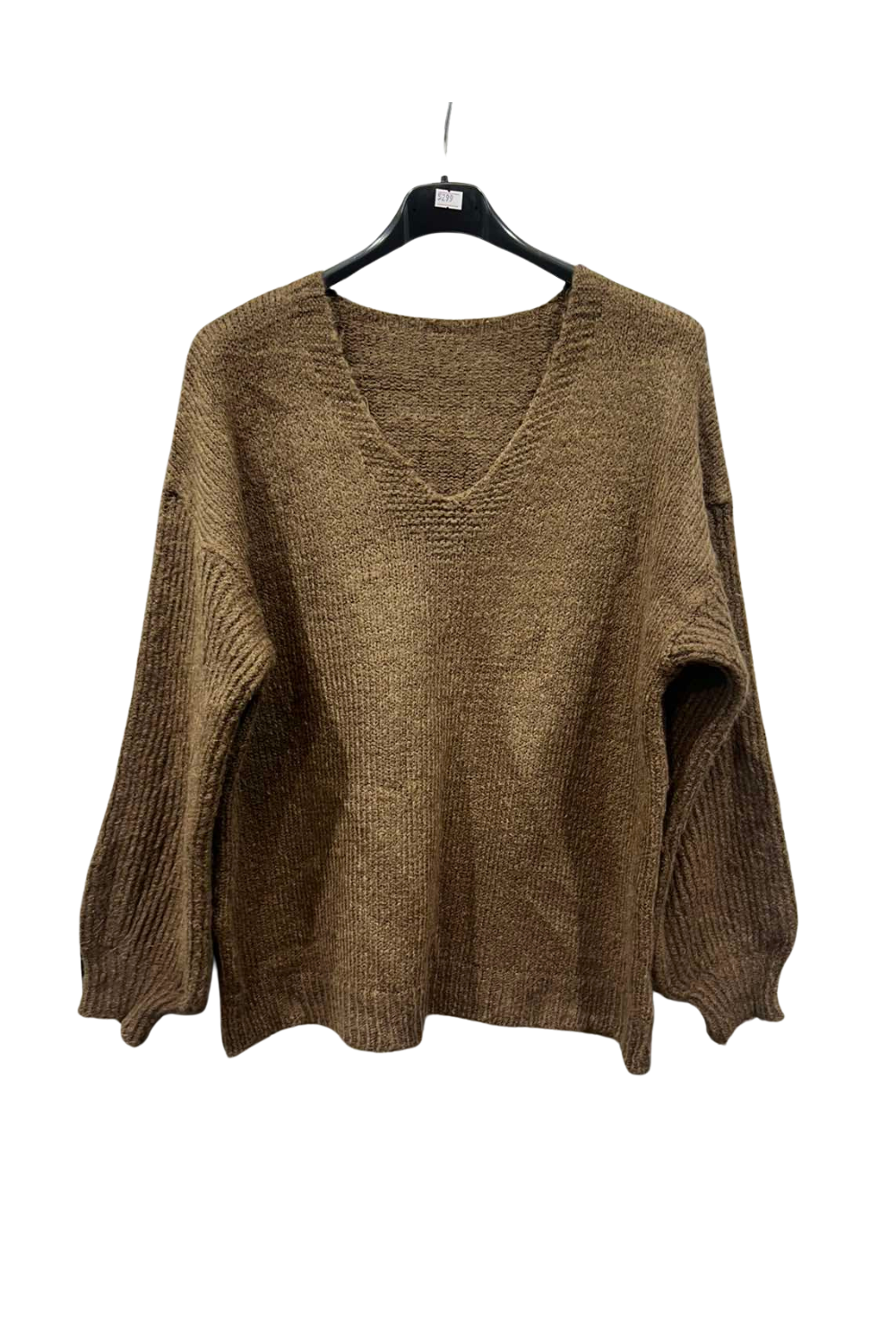 Italian Soft Knit V Neck Jumper – One Size Fits UK 8–14 BRWN