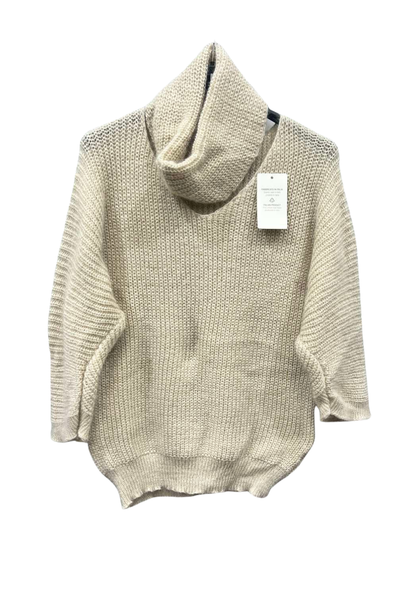 Italian V Neck Knitted Top With Snood Bge