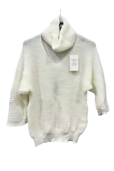 Italian V Neck Knitted Top With Snood CRM