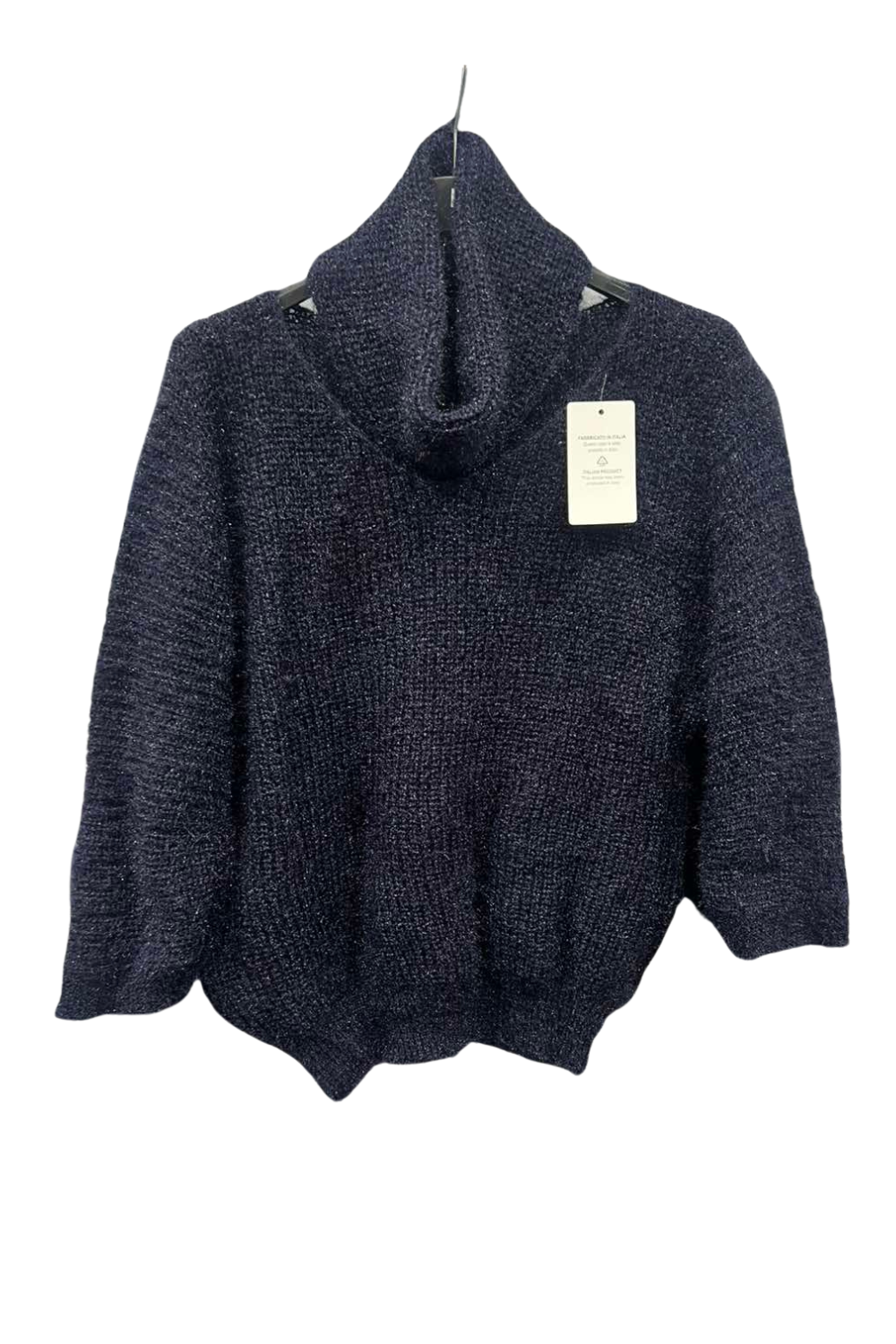 Italian V Neck Knitted Top With Snood nvy