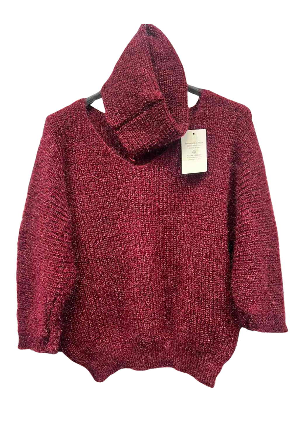 Italian V Neck Knitted Top With Snood wne