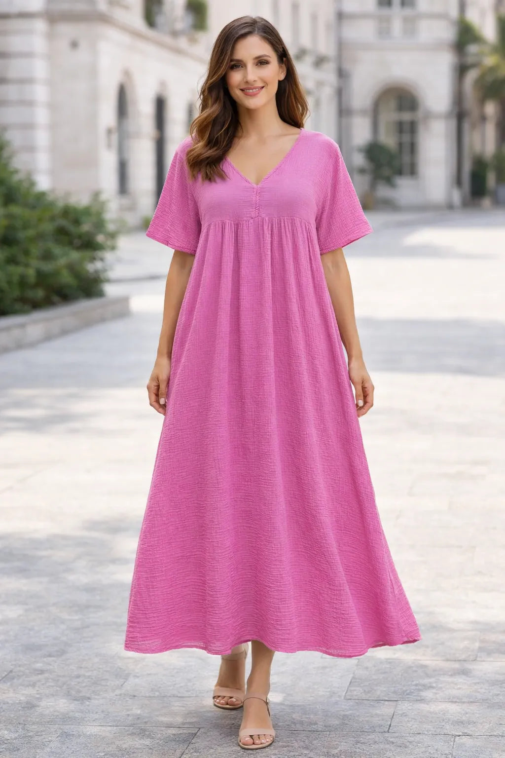 Italian Crinkle Cotton Midi Dress UK 8-20 Relaxed Fit Dress| MissBold –  Miss Bold