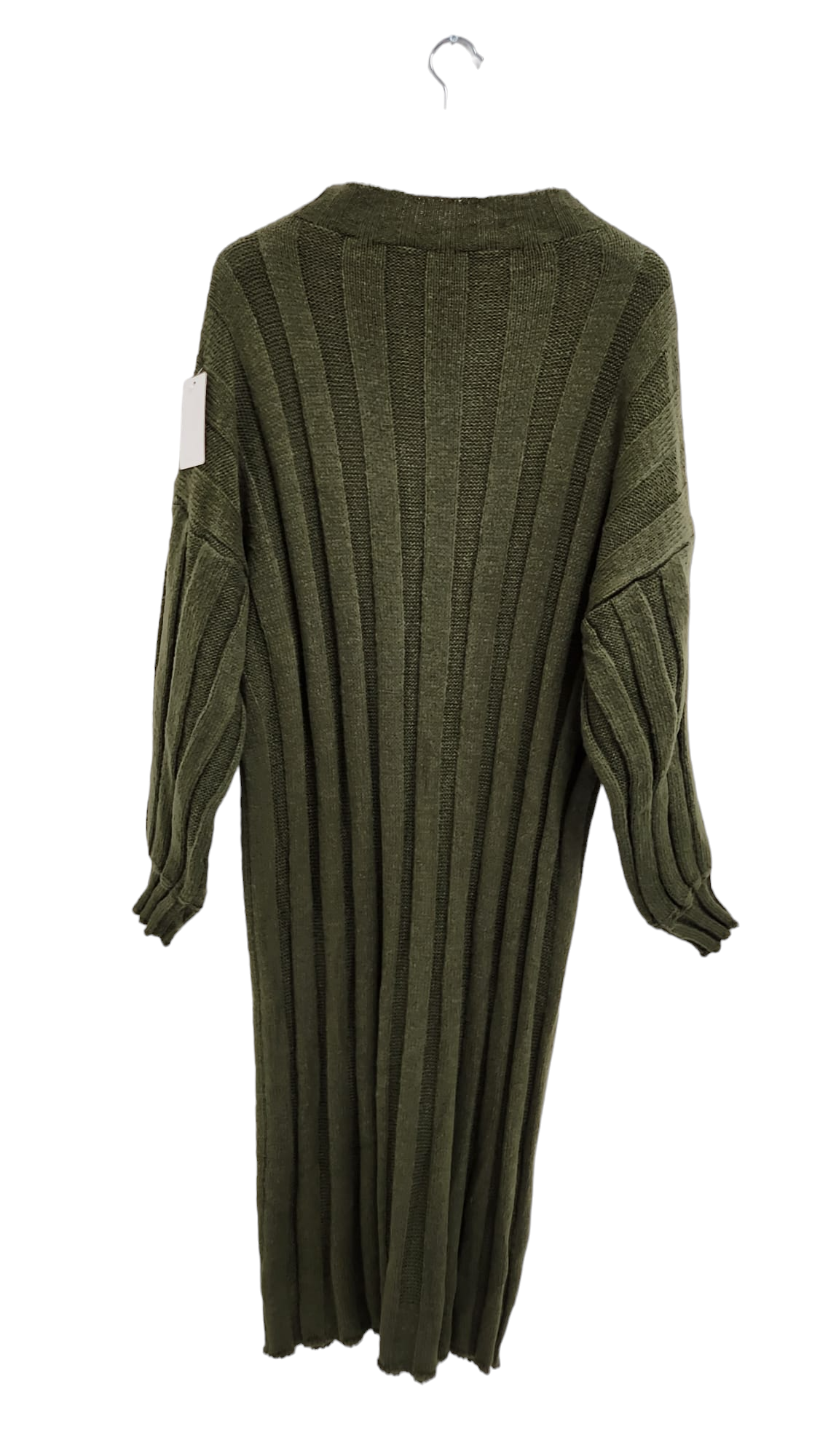 Italian Chunky Knit Ribbed Round Neck Long Sleeve Midi Dress