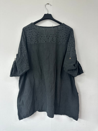 Italian Broderie Anglaise Pocket Detail Tunic Top