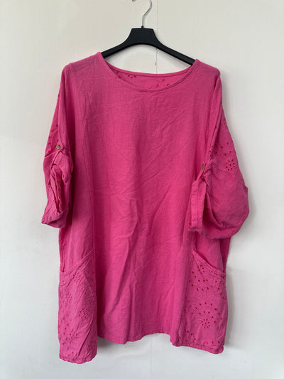Italian Broderie Anglaise Pocket Detail Tunic Top
