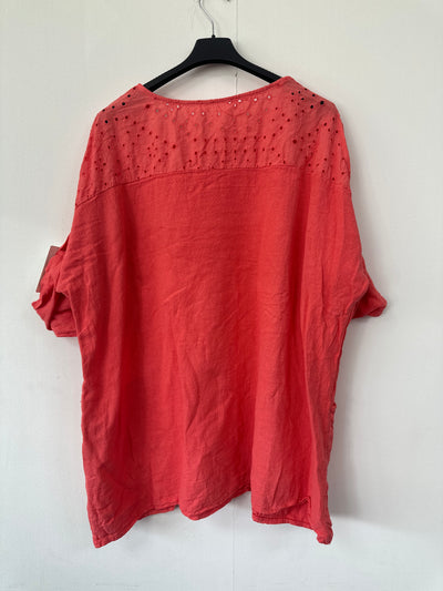 Italian Broderie Anglaise Pocket Detail Tunic Top