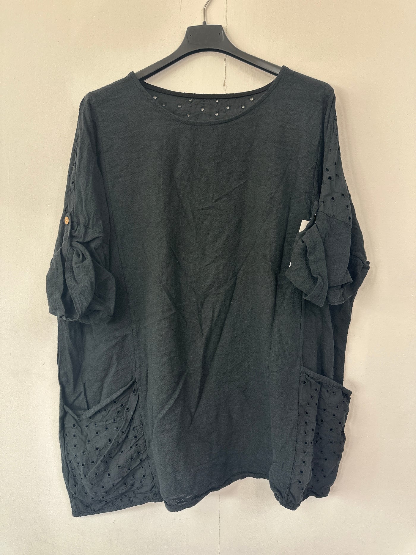 Italian Broderie Anglaise Pocket Detail Tunic Top