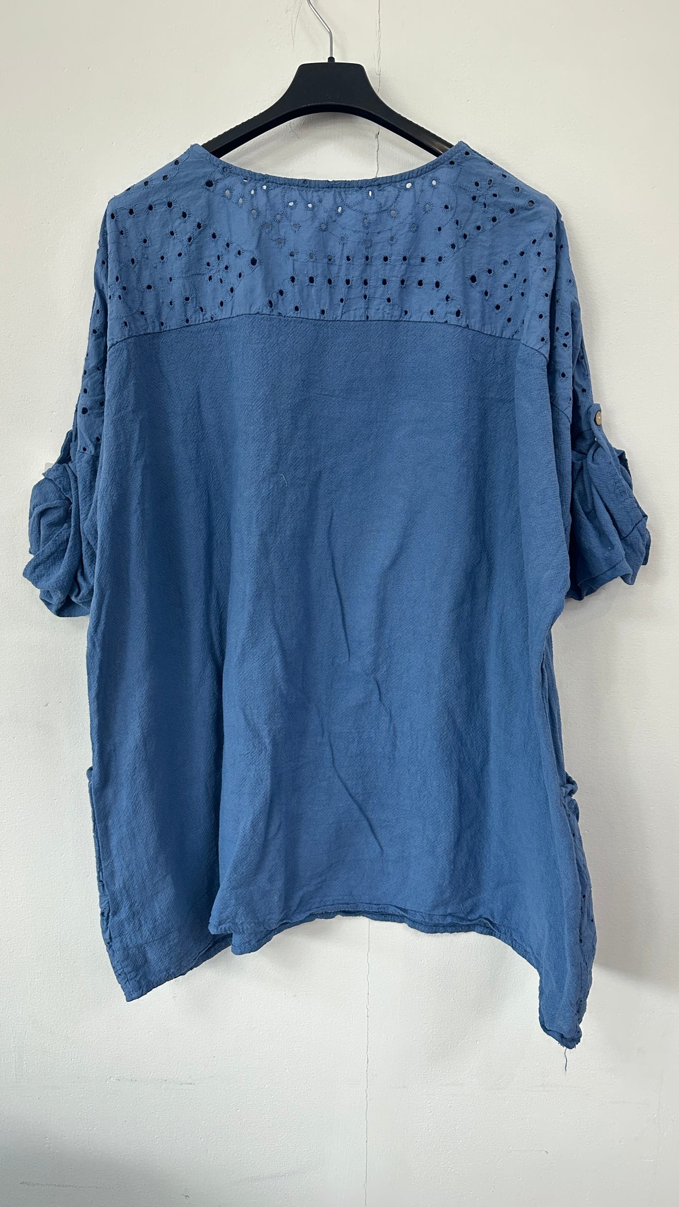Italian Broderie Anglaise Pocket Detail Tunic Top