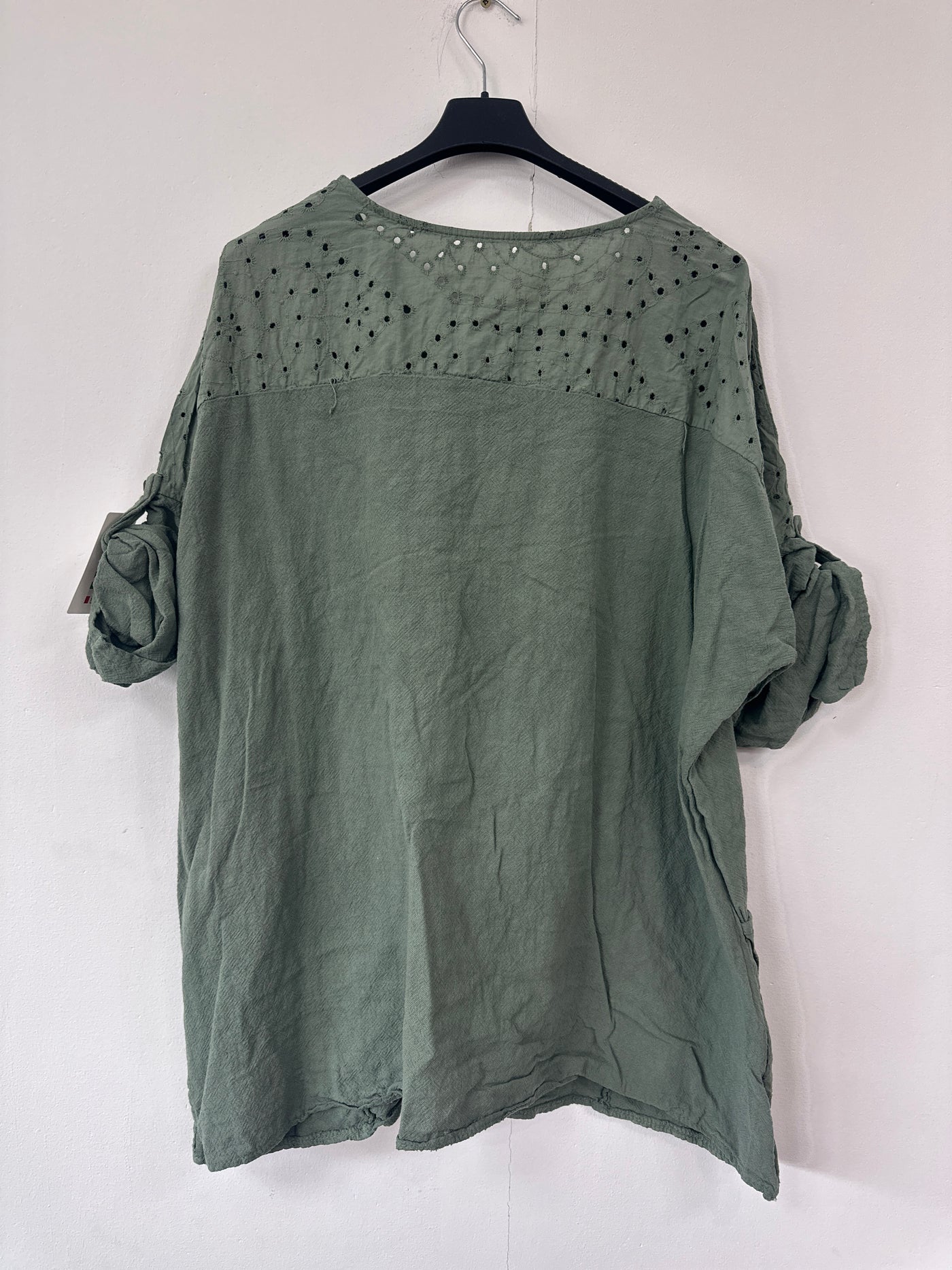 Italian Broderie Anglaise Pocket Detail Tunic Top