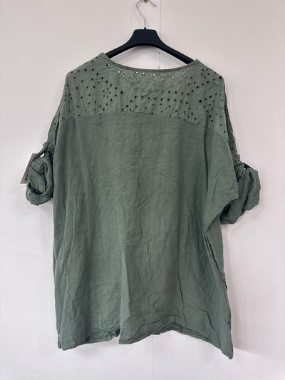Italian Broderie Anglaise Pocket Detail Tunic Top