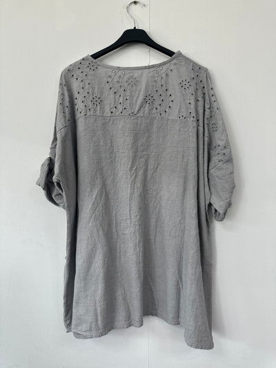 Italian Broderie Anglaise Pocket Detail Tunic Top