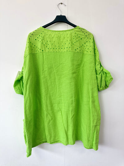 Italian Broderie Anglaise Pocket Detail Tunic Top