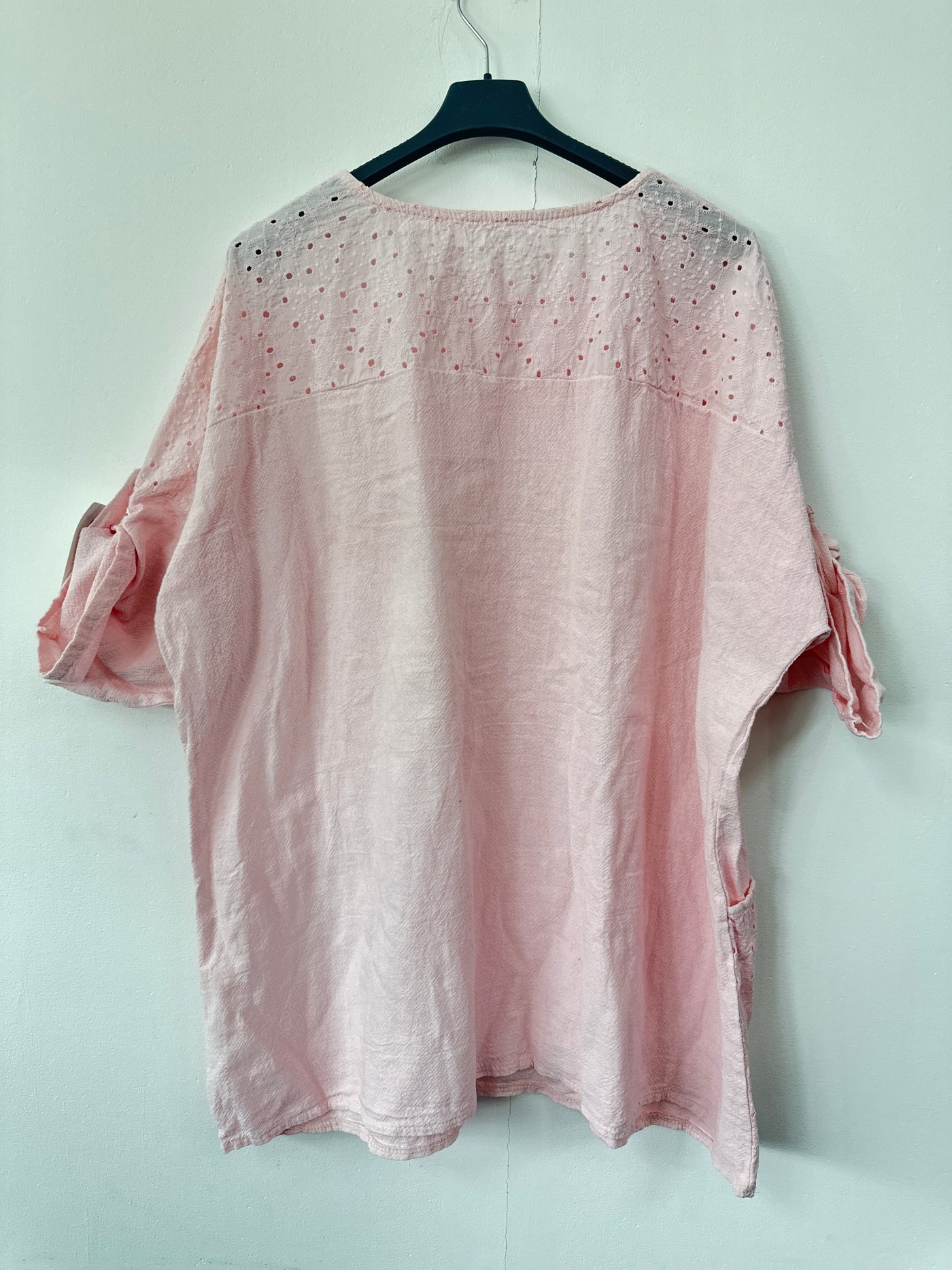 Italian Broderie Anglaise Pocket Detail Tunic Top