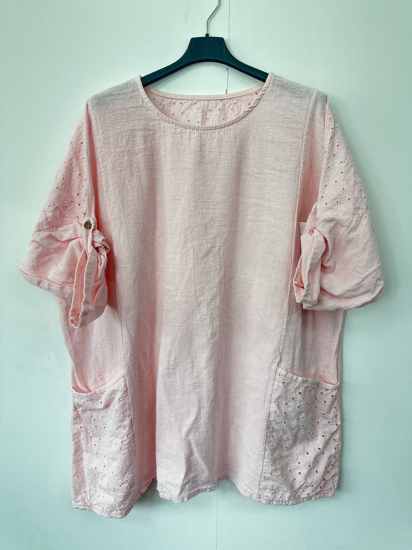 Italian Broderie Anglaise Pocket Detail Tunic Top