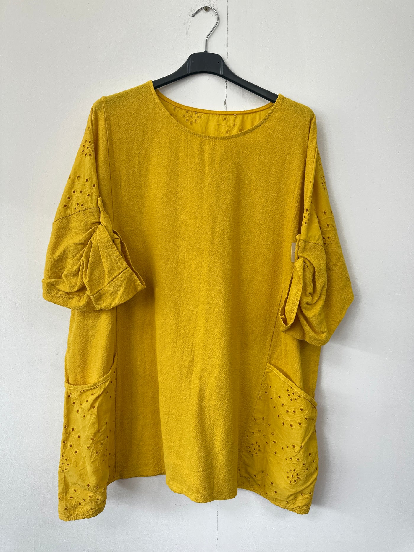 Italian Broderie Anglaise Pocket Detail Tunic Top