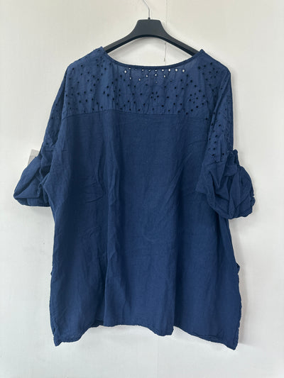 Italian Broderie Anglaise Pocket Detail Tunic Top