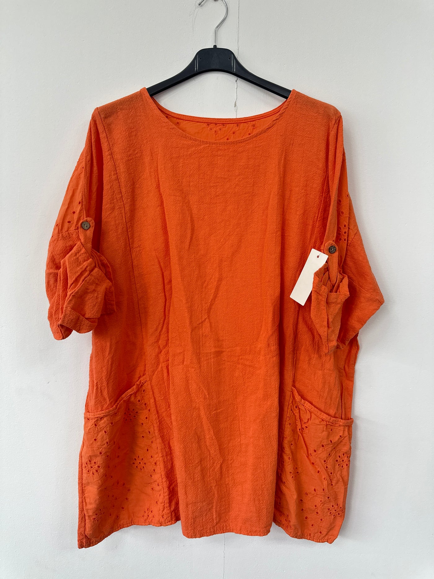 Italian Broderie Anglaise Pocket Detail Tunic Top